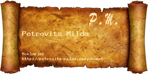 Petrovits Milda névjegykártya
